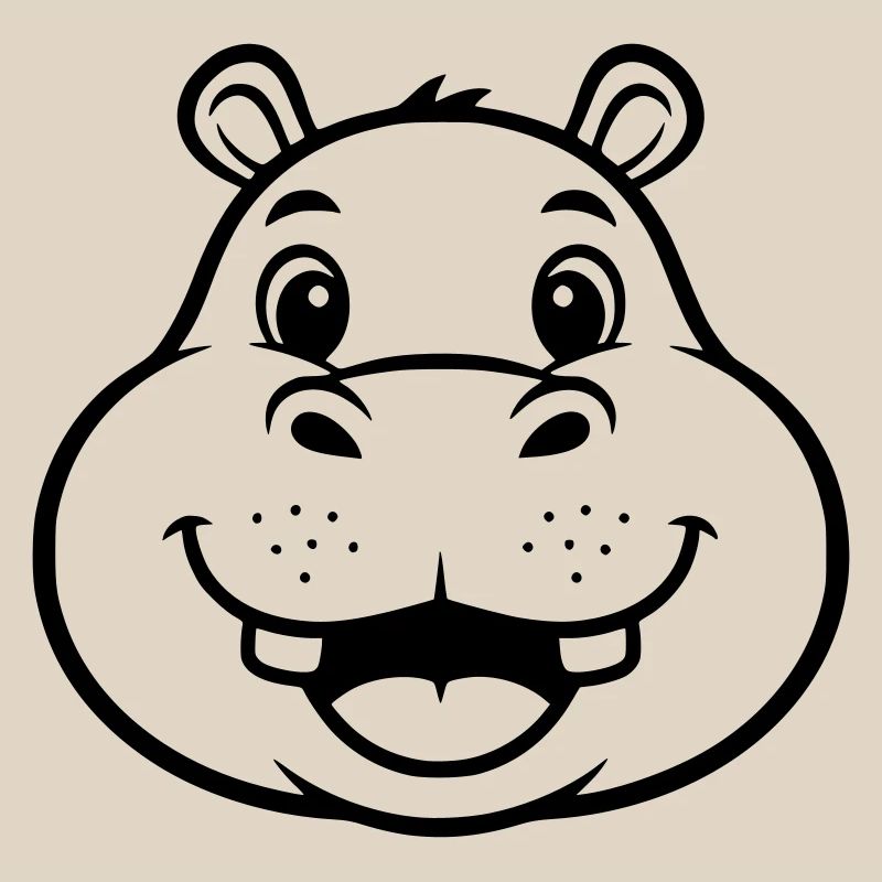 Laughing Hippo Face Head Vector