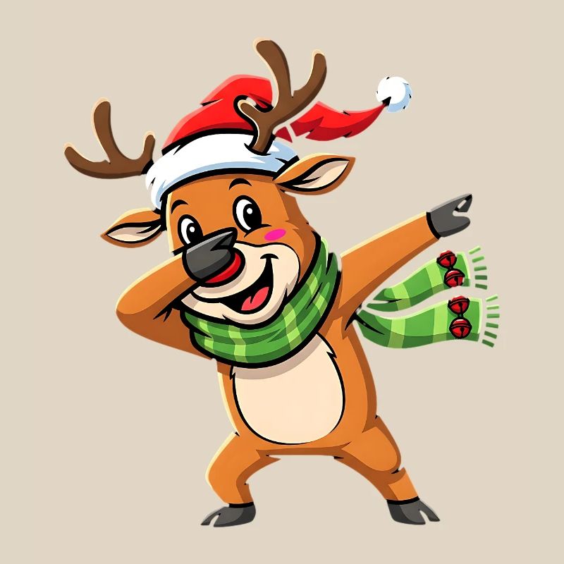 Dessin animé de dab de noël avec le renne en pose Dab