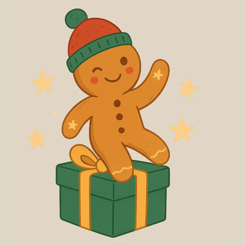 Lebkuchenfigur auf Geschenkbox