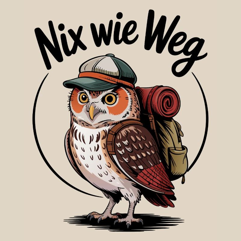 Waldwanderer Eule mit Rucksack