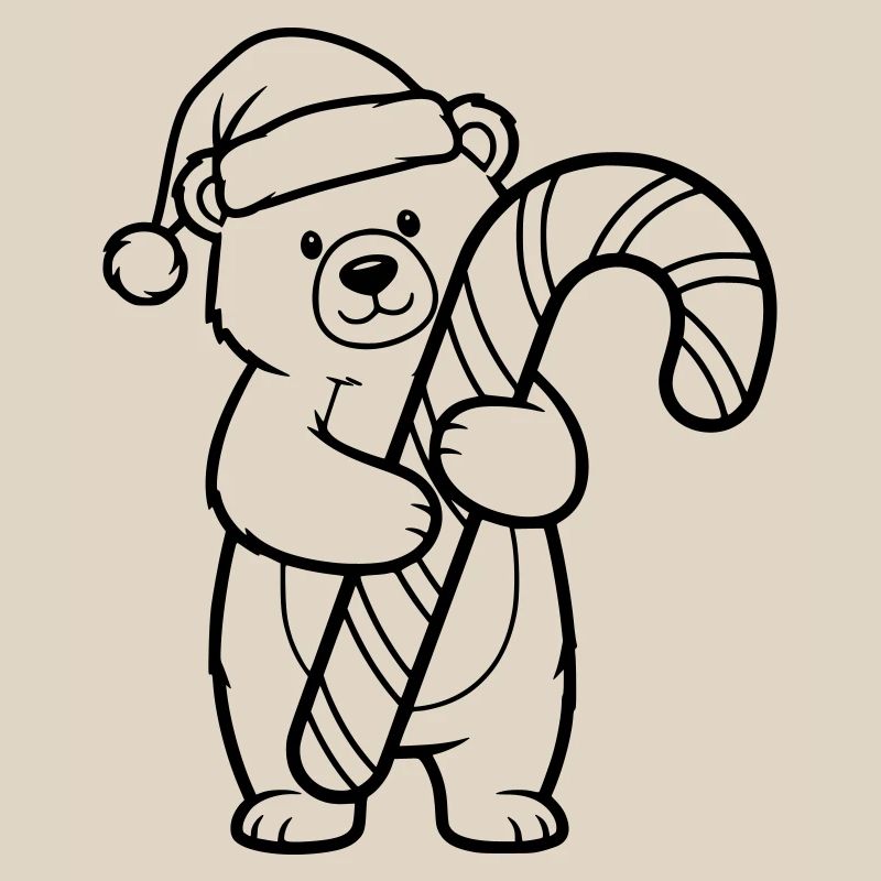 Cute Christmas Bear with Candy Cane