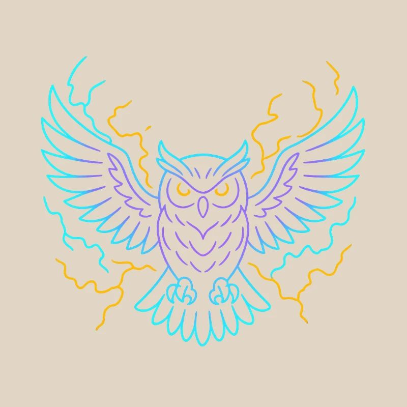 Neon-Eule mit Blitzen