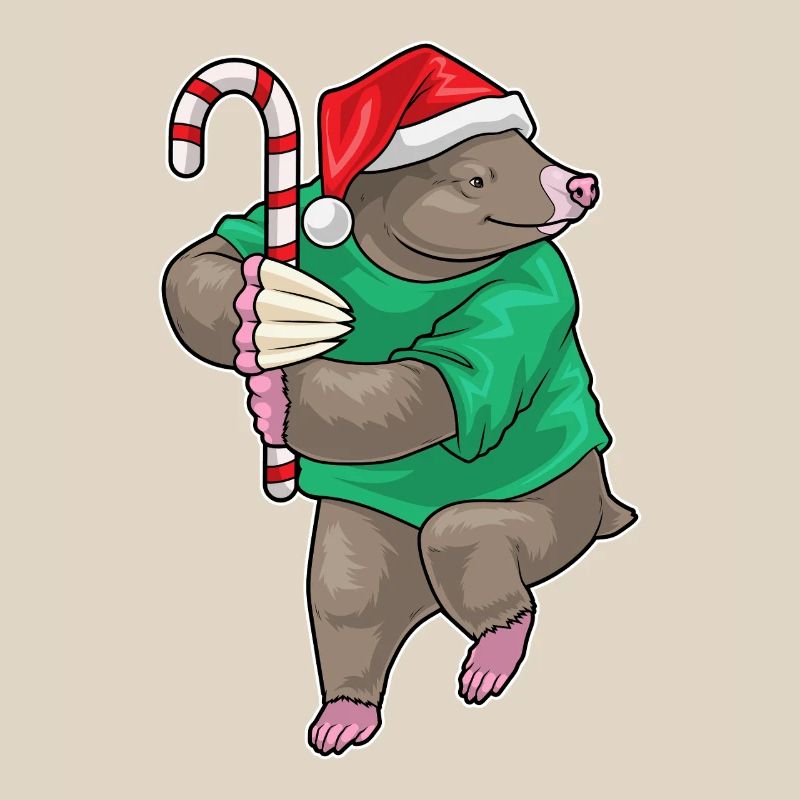 Mole Christmas candy cane