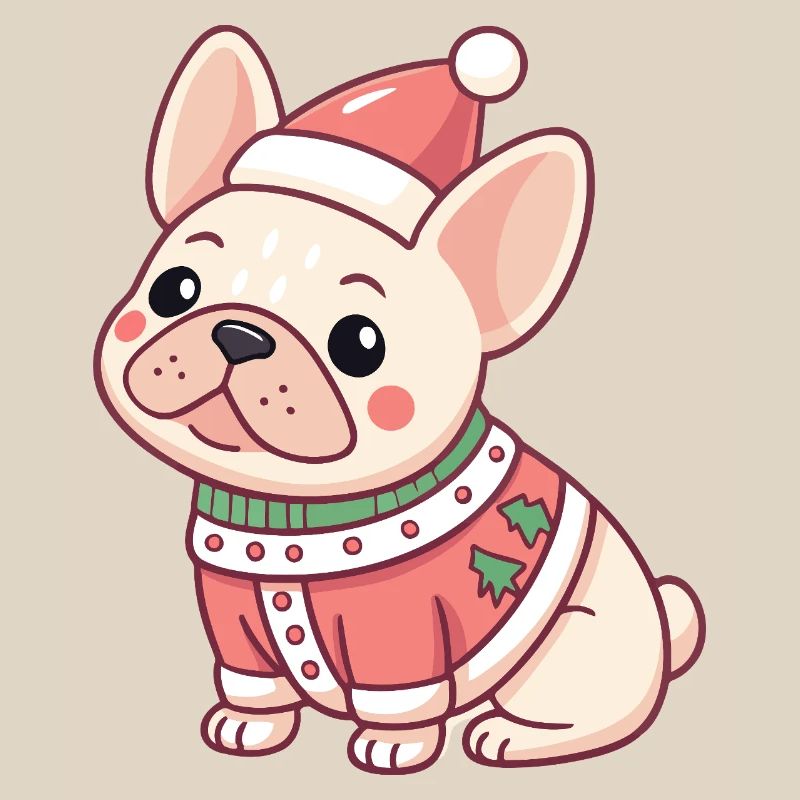 Chiot Noël en pull rouge