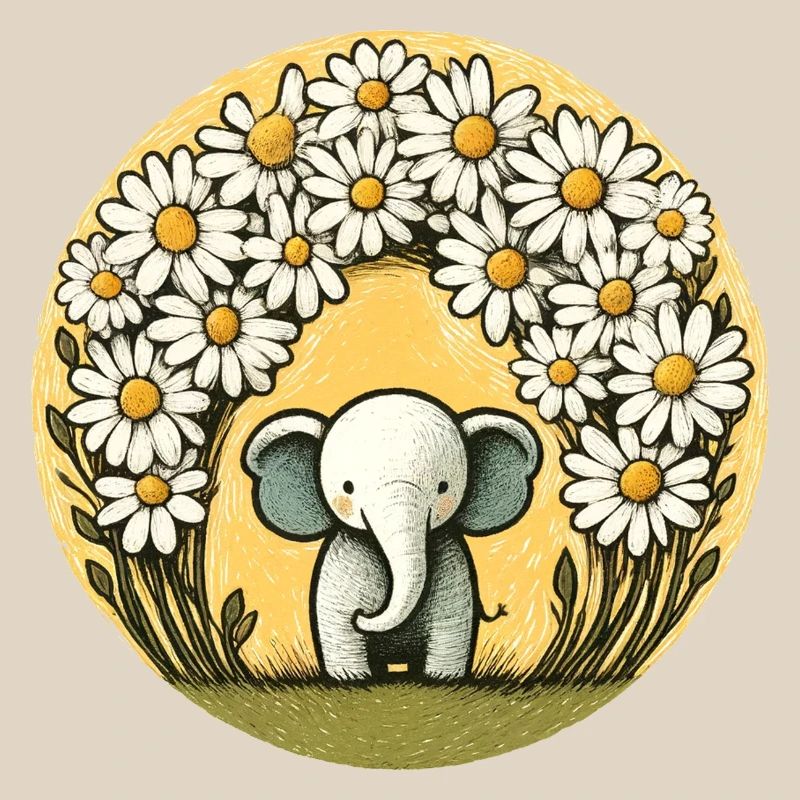 Elephant in Daisy Ring