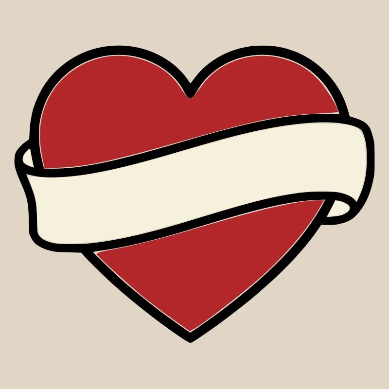Tattoo Heart Banner Scroll Vector