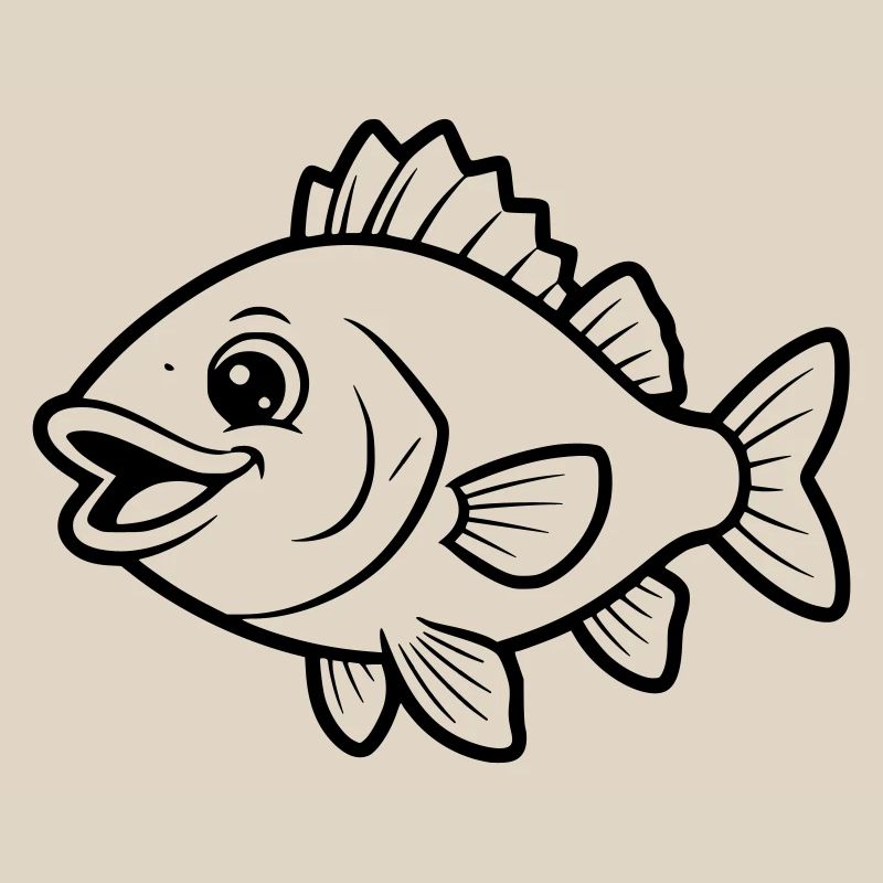 Cute Perch Fish Comic Coloring Page
