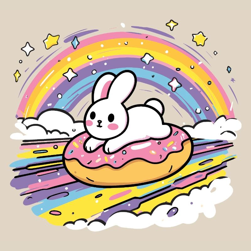 Rabbit on donut rainbow