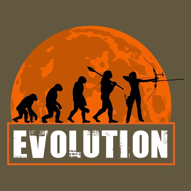 Archery Evolution Hunter Silhouette Retro Vintage