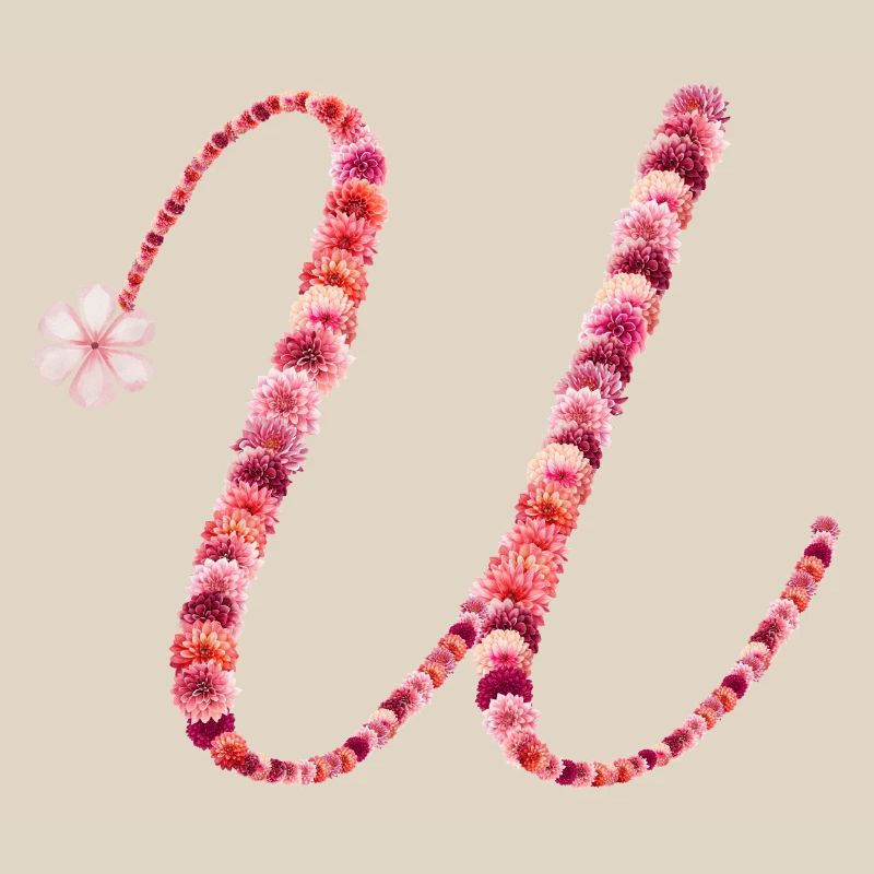 Romantic floral monogram "U"