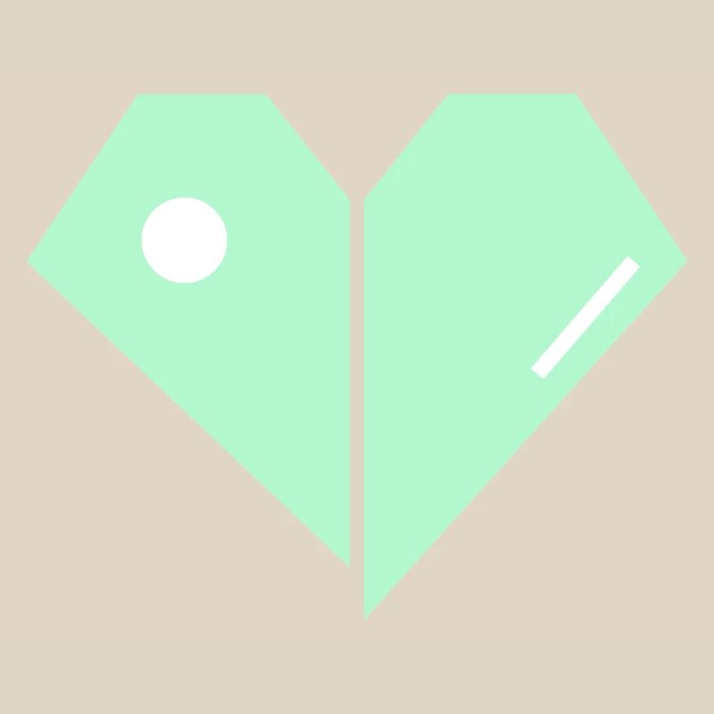 Mint Heart Split Minimaliste