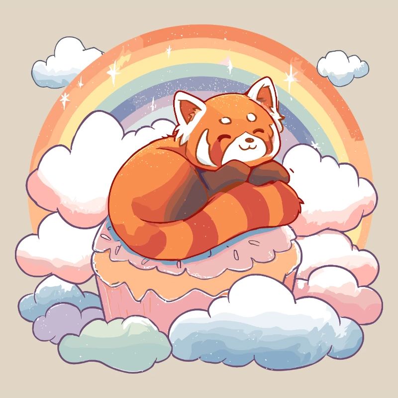 Red Panda in Rainbow Cloud Cake