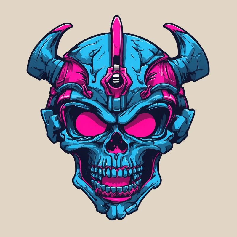 Neon Dämonenschädel