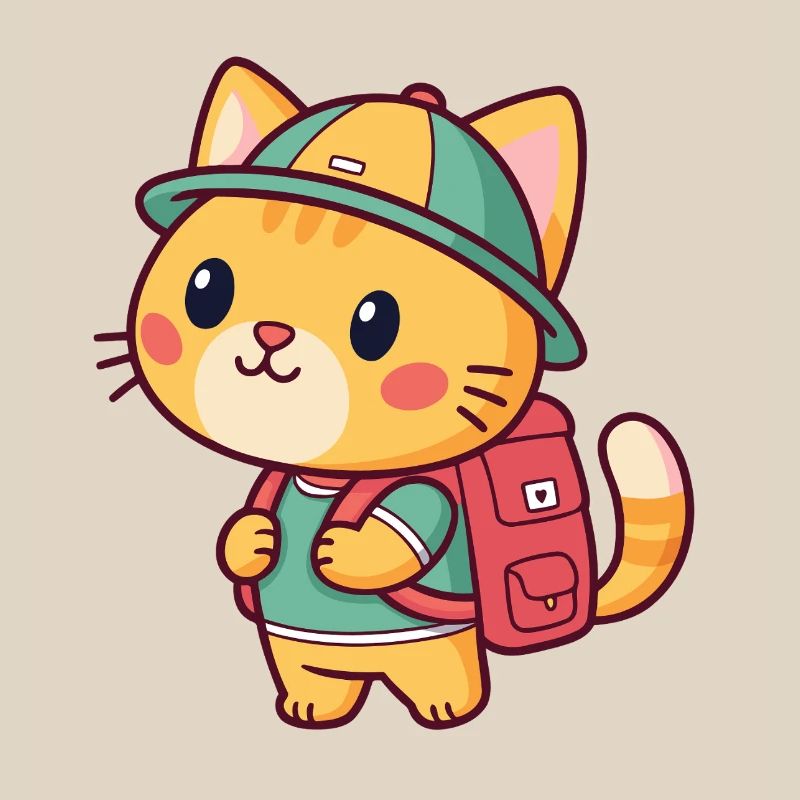 Explorer cat with backpack