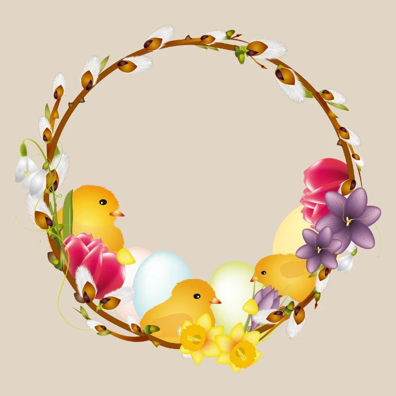 Spring wreath with chick Easter and spring motif