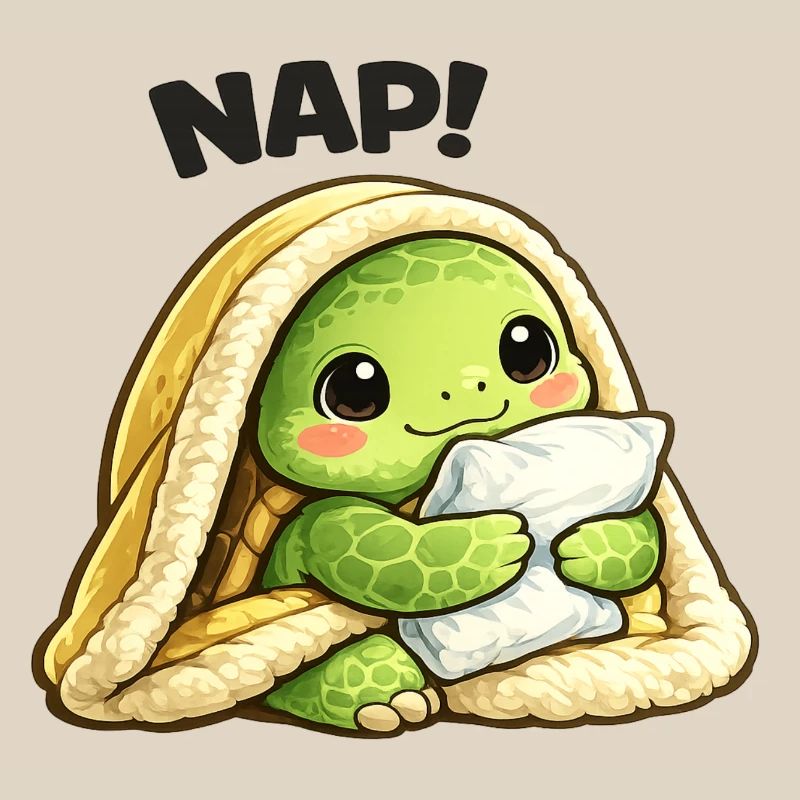 Cuddly turtle under blanket