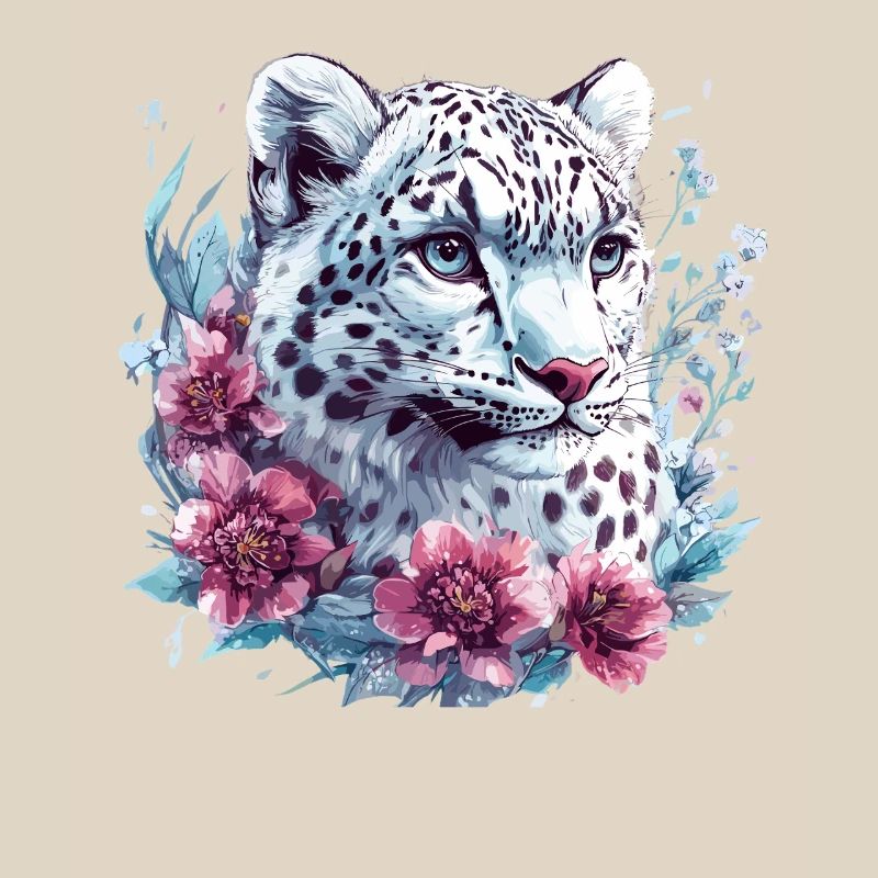 Visage de léopard avec couronne florale