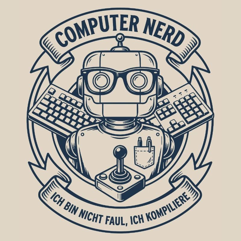 Computer Nerd Robot Logo