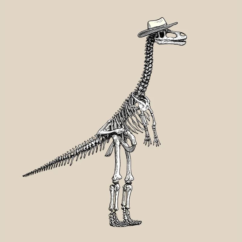 Skeleton Dino with Hat Gentleman Design