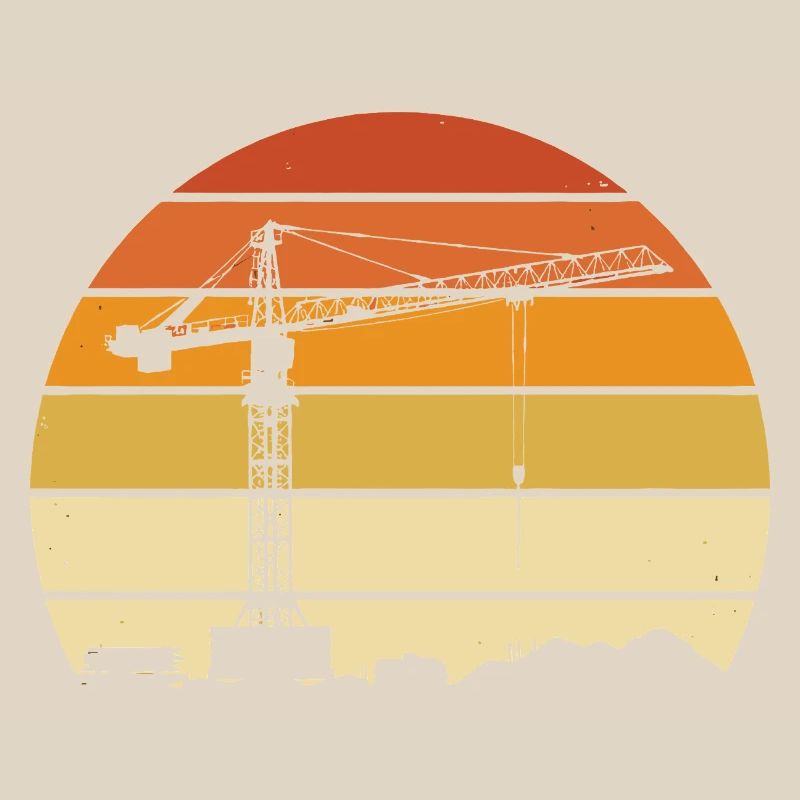 Kranführer Retro Design – Baustelle & Baukran