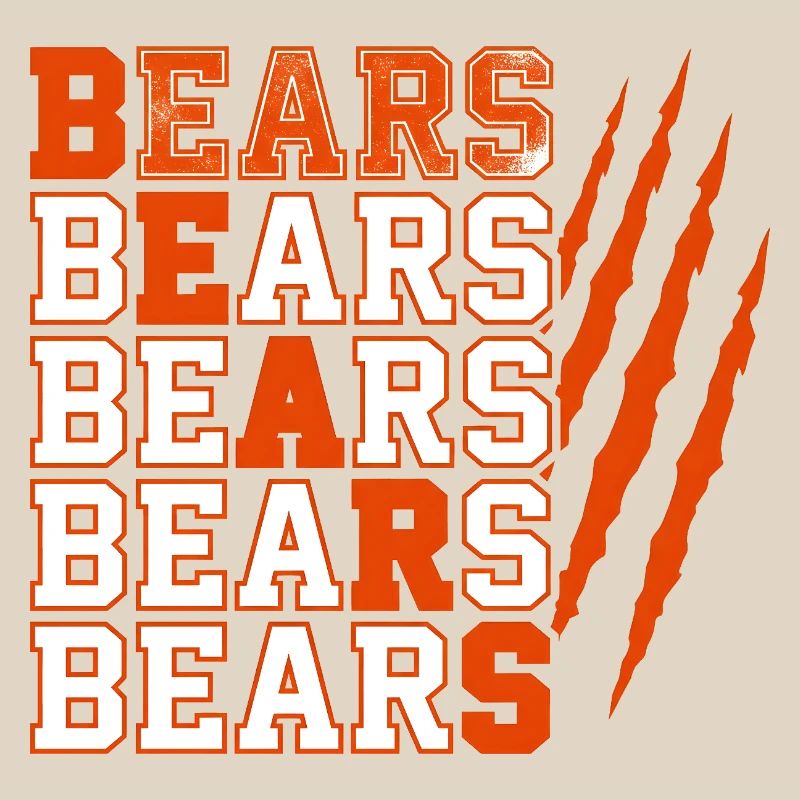 Bears Text with Distressed Claw Marks
