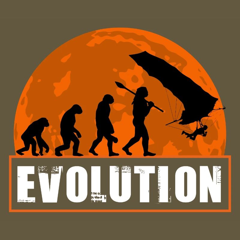 Évolution du design au coucher de soleil de pilote de deltaplane