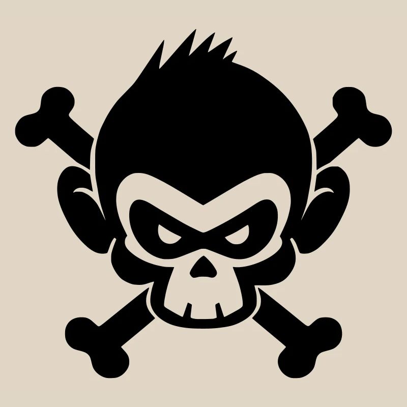 Skull monkey with crossed bones