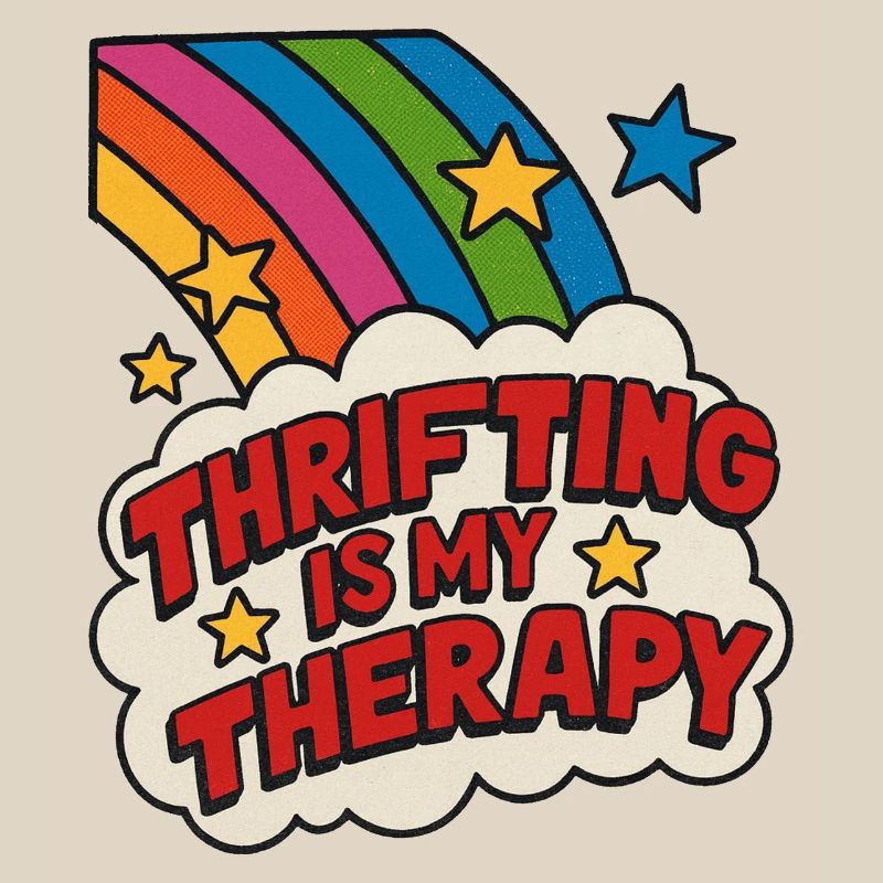 Thrifting Therapy Rainbow Sticker