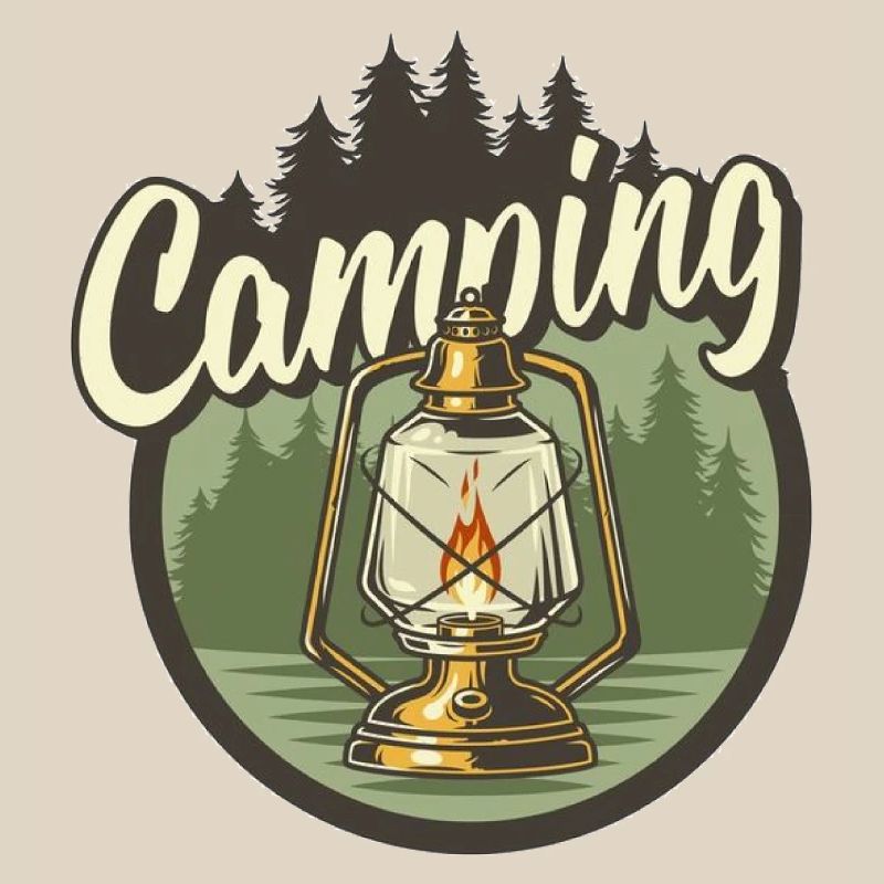 Camping lantern in the forest