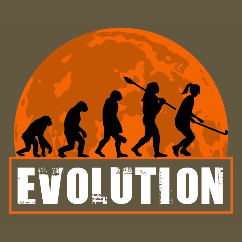 Silhouette du Coucher de Soleil de l’Évolution du Hockey sur gazon