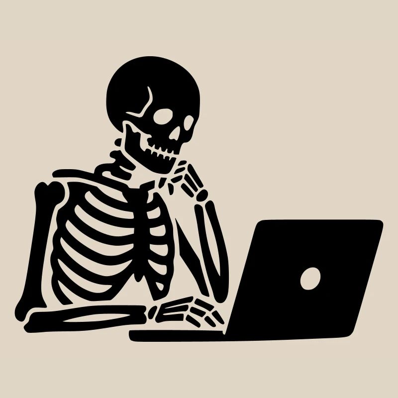 Skeleton on laptop computer