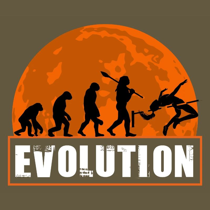 High Jumping Evolution Retro Athlete Silhouette