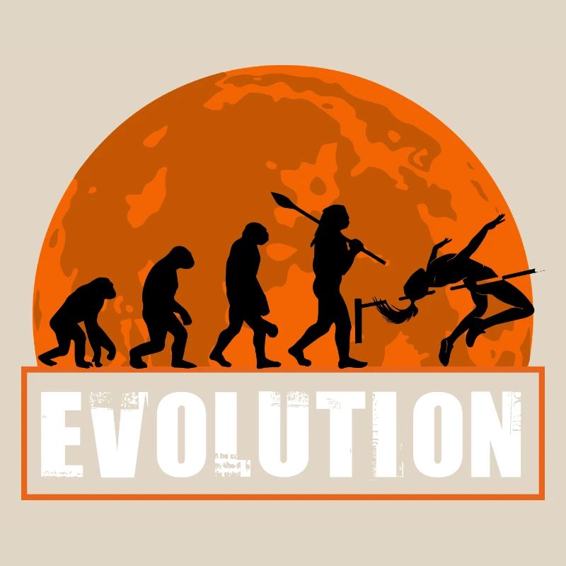 Silhouette d’athlète rétro Evolution en saut en hauteur