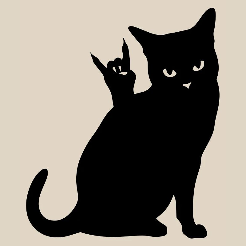 Black Cat – Devil Horns Silhouette