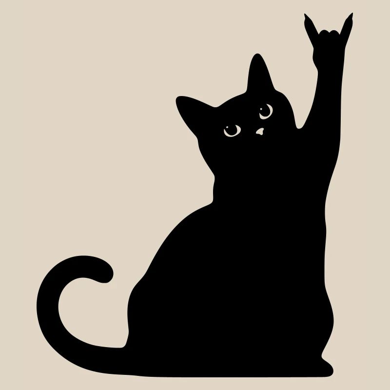 Schwarze Katze – Devil Horns Silhouette