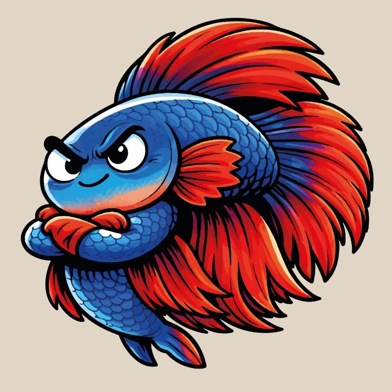 Blue Red Betta Fish
