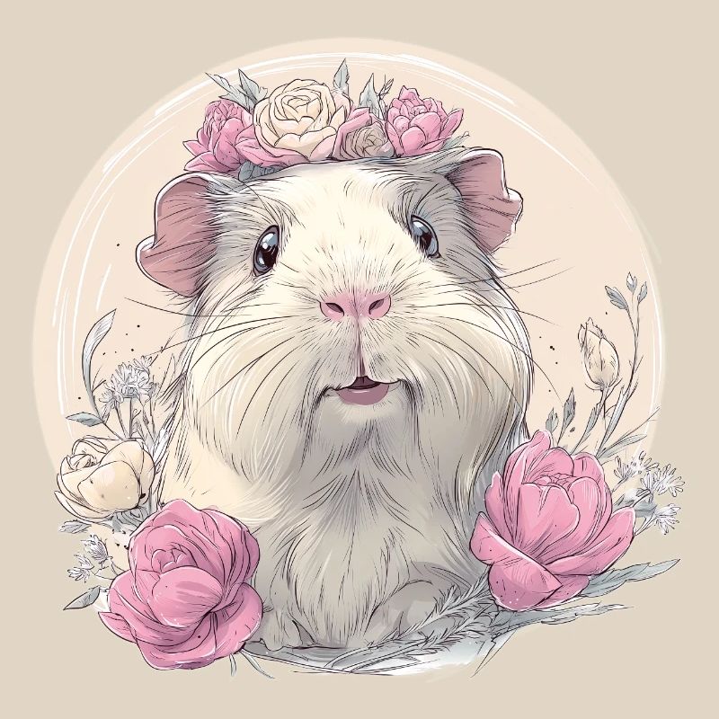 Cochon d’Inde avec des fleurs