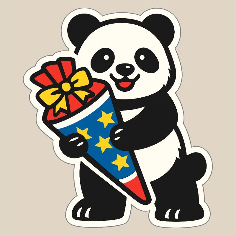 Panda Bär Ich bin 1. Klasse Einschulung Geschenk