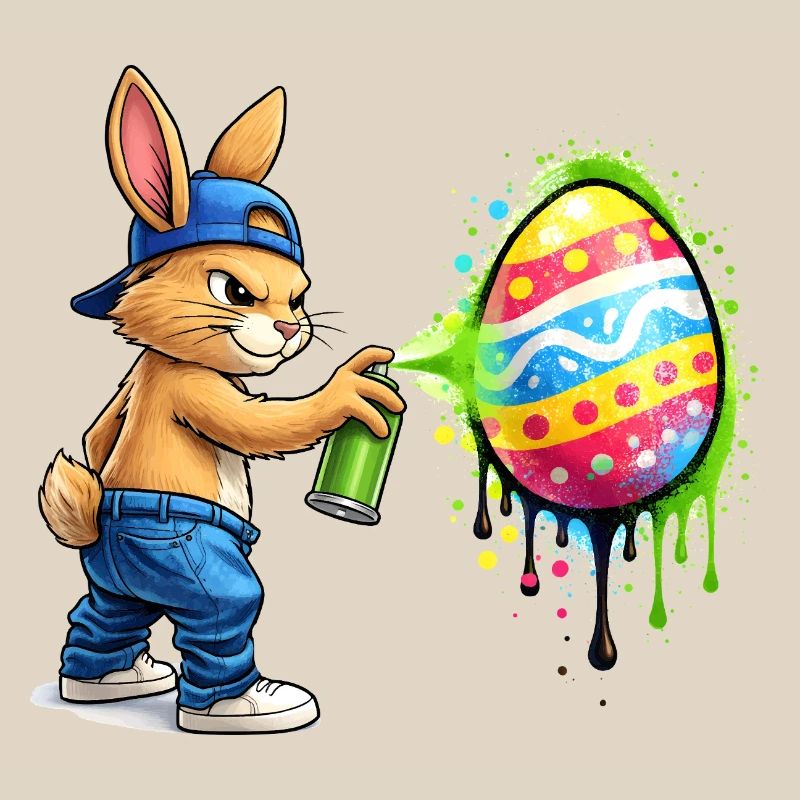 Graffiti bunny with Easter egg