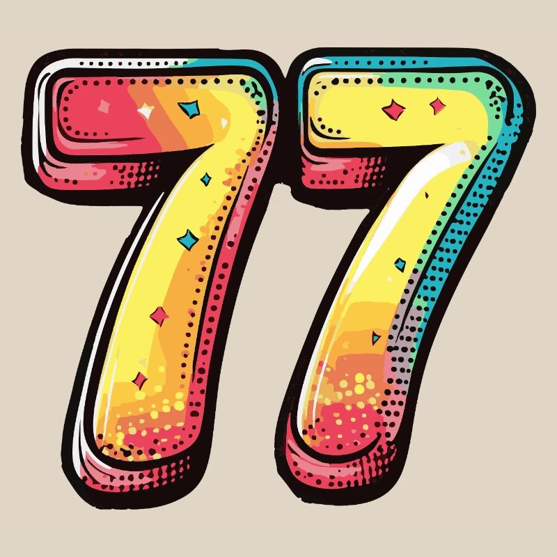 77 Number Multicolored
