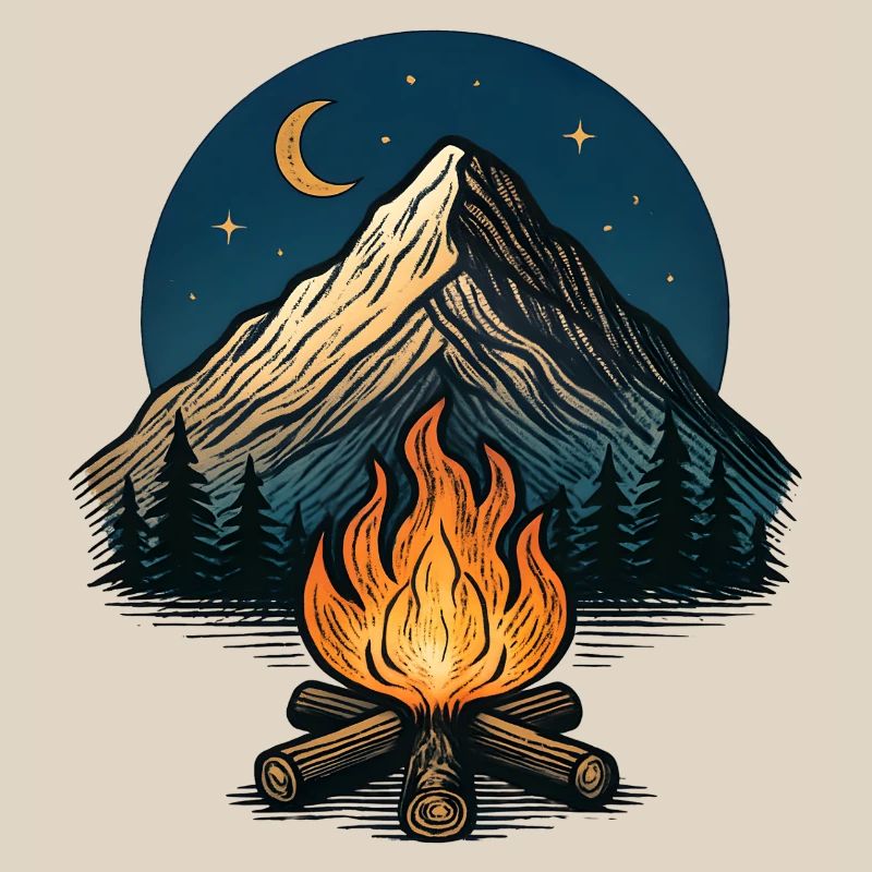 Mountain Moon Campfire Night