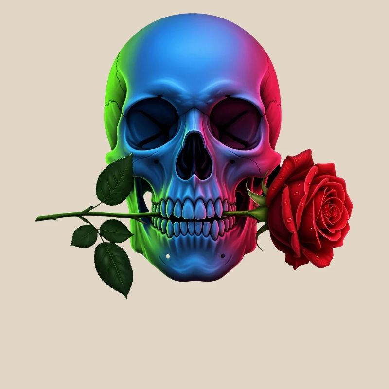 Neon skull with rose gothic design