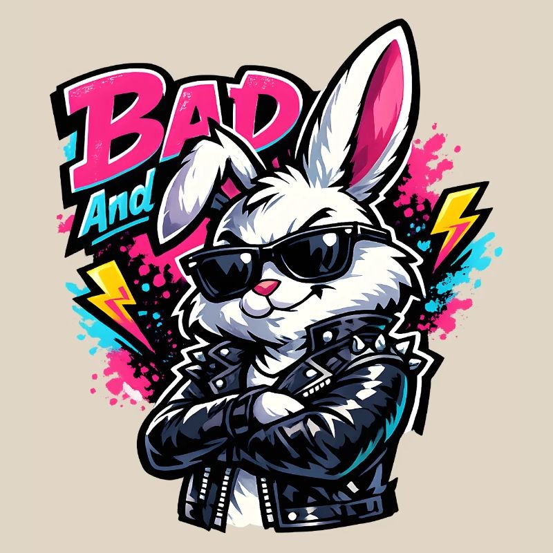 Bad Bunny Cute Easter Bunny with Colorful Egg