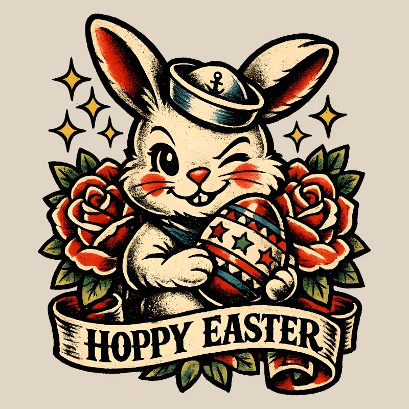 Hoppy Easter Easter Bunny with Easter Egg Vintage