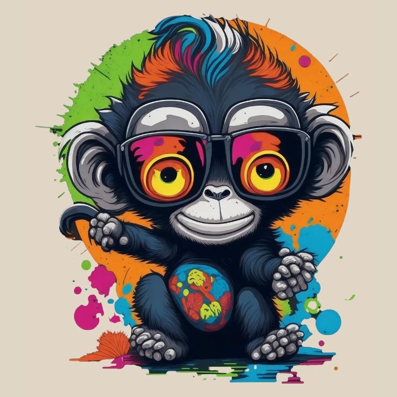 Neon Spectacled Monkey Splash - Monkey - Monkey