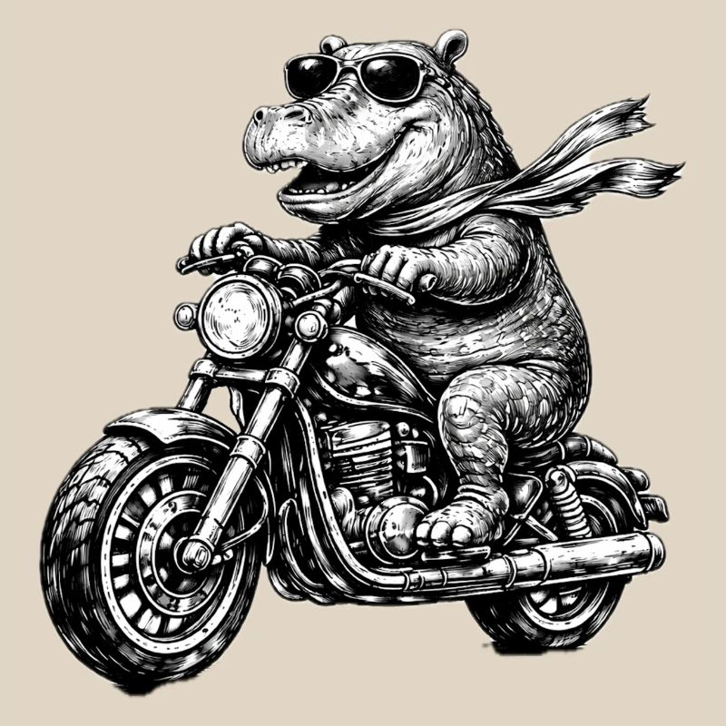Hippo on Motorcycle