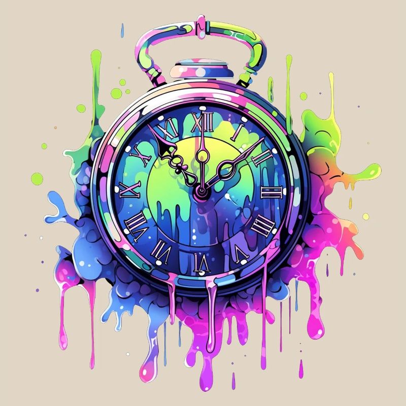 Bunte Uhr mit Farbspritzern