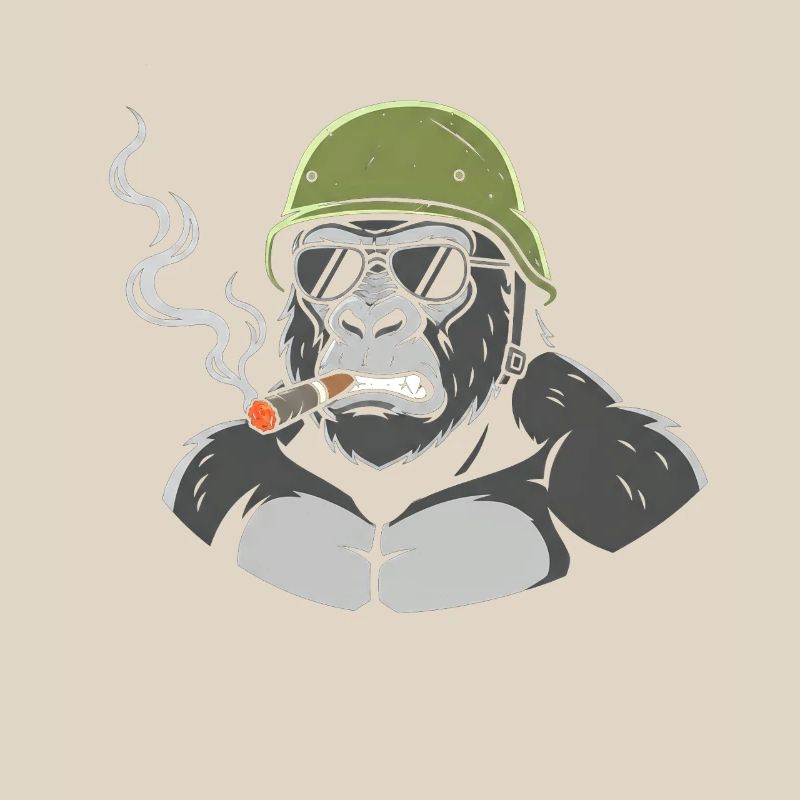 Gorilla Commando mit Zigarre
