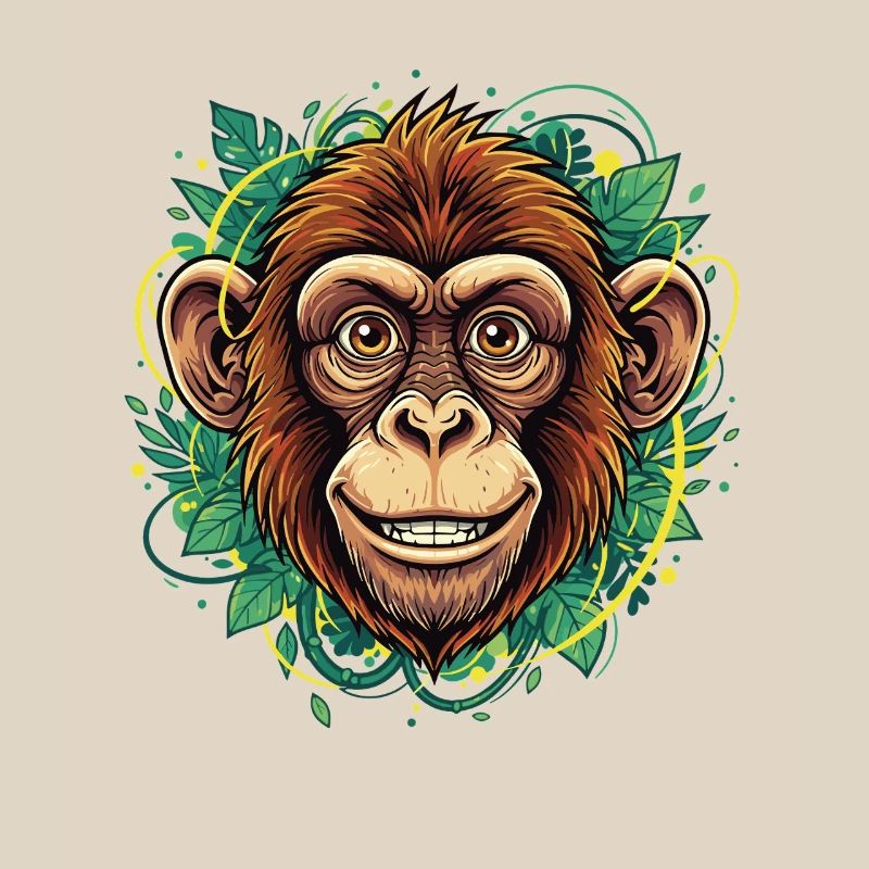 Tropical Monkey Head with Leaf Wreath