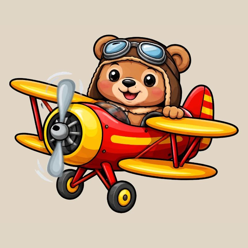 Pilot Gift Shirt – Cute Bear on the Plane